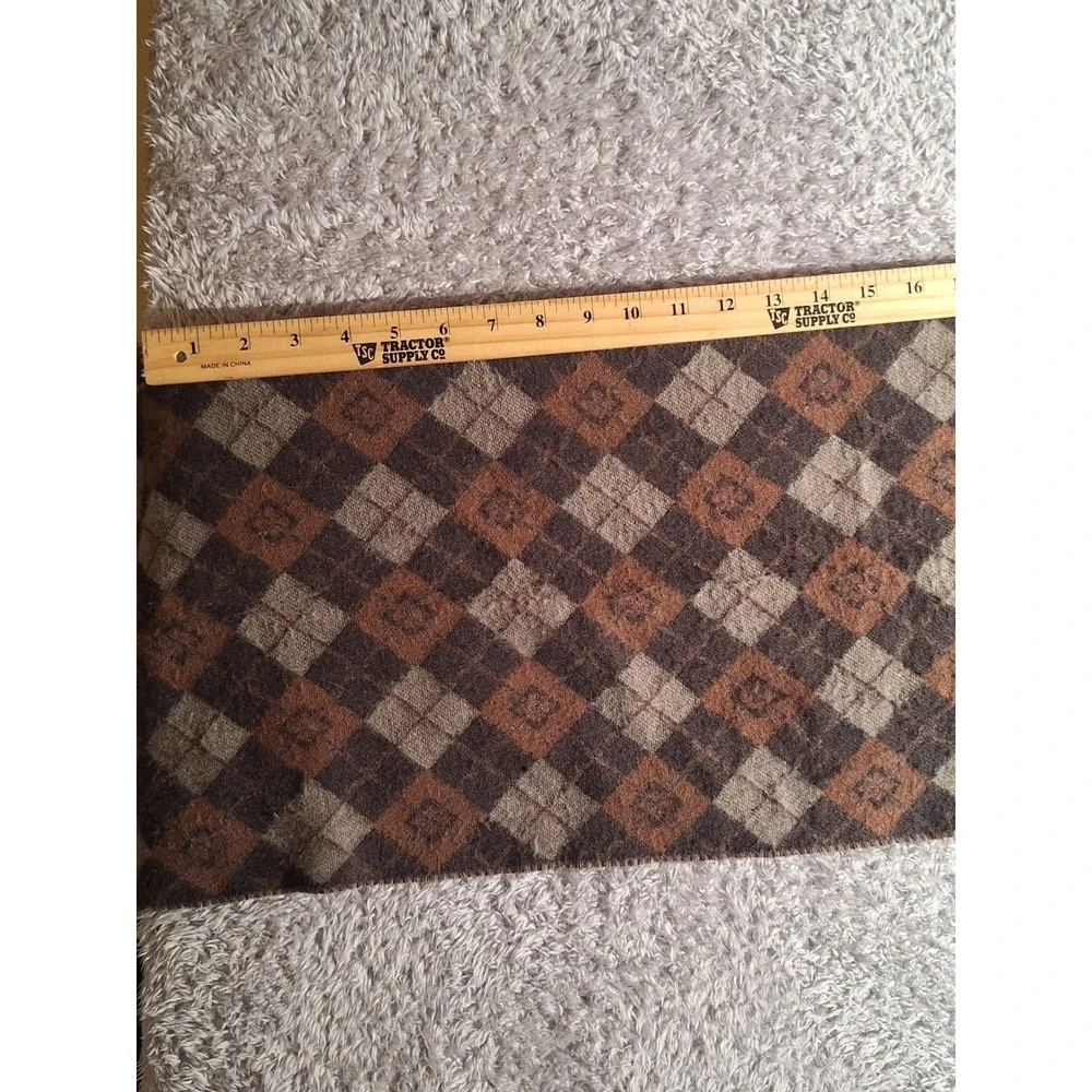 Cashmink V. Fraas Argyle Scarf Brown Tan Rust Made in Germany Tassel Fringe 67
